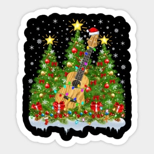 Lighting Xmas Tree Decoration Santa Ukulele Guitar Christmas Sticker